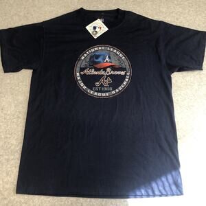 Vintage Atlanta Braves T Shirt 2008 Hat Logo Sz Large MLB Baseball New